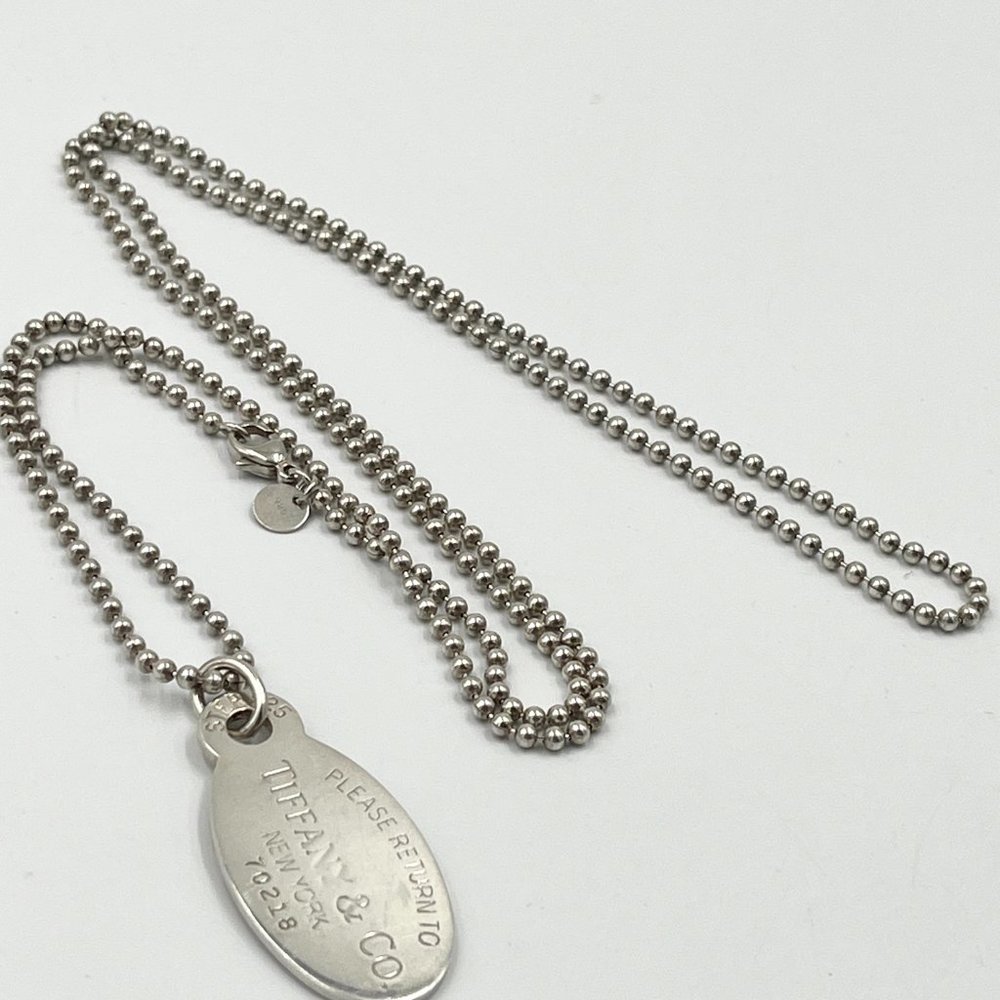 Authentic Tiffany & Co 925 Silver Return to Tiffany Oval Tag Long Necklace